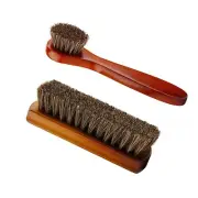2* Horsehair Shoe Brush Wood Handle Leather Boots Coats Handbags Purses Cleaner
