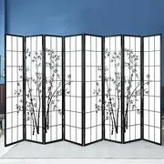 Artiss Room Divider, 8 Panel Folding Wooden Privacy Portable Screen Shelf Dividers Partition Wall Screens Home Pet Child Indoor Balcony Bedroom Furniture, Separator Water-Resistant White