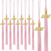 20Pcs Graduation Tassels Academic Graduation Cap Hat Tassel with 2025 Gold Charm for 2025 Graduation Ceremonies Accessories (Pink)