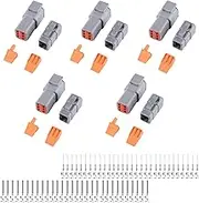 MUYI DTM Connector Kit, 5 Sets 6 Pin IP67 Waterproof Connector DTM04-6P/DTM06-6S for 22-15 AWG Wire Harness with Size 20 Contacts Pin Sockets