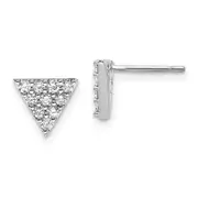 14k White Gold Real Diamond Triangle Earrings
