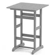 Costway Outdoor Square Bar Table All-Weather High-Top Garden Side End Table Patio Slatted Dining Table Grey