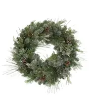 Gerson International 32in Pre-Lit Snowy Mixed Pine Wreath