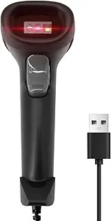 Handheld USB 2D 1D Barcode Scanner COMS Sensor High- Scanning QR Code Reader Plug and Play Support Auto-Sensing/Continuous Scanning Long USB Cable for Mobile Payment Suitable for Supermarket