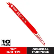 12 In. 6/9 TPI Demo Demon Carbide Tipped Reciprocating Saw Blades for General Pu