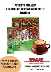OLDTOWN INSTANT WHITE COFFEE HAZELNUT - FREE SHIPPING FOR US CUSTOMERS