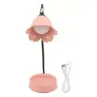 (5V Pink)3W LED Touch Desk Lamp 3 Gear Dimmable Foldable Petal Shape Desktop