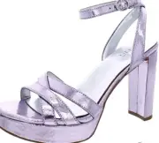 Naturalizer Womens Mallory Purple Metallic Heels Shoes 8 Medium Nib Wildrose Lea
