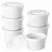 Ramekins 8 oz Oven Safe with Lids Creme brulee Ramekins Bowls with Covers Por...