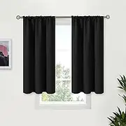 BGment Black Blackout Curtains 40 Inch Long for Bedroom KIthchen Window - Rod Pocket Short Length Window Drapes Privacy Blinds for Bathroom Rv Camper Cafe, 2 Panels, 34 x 40 Inch