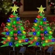 Upgraded 3.6Ft Solar Christmas Tree Pathway Lights, 2 Pack 100 LED Xmas Tree ...
