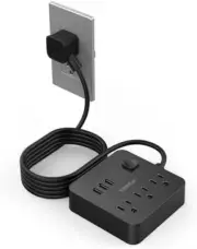 Cruise Ready Power Strip with USB Ports and Flat Plug for Travel and Home