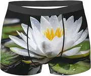 [QMNEHJ] White Water Lily Men's Boxer Briefs Breathable Stretch Underwear Moisture-Wicking Trunks for Men