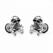 4pcs Unisex Retro Stainless Steel Ear Stud Skull Earring Gift for Men Women