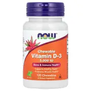 NOW Foods, Chewable Vitamin D-3, Mint, 5,000 IU, 120 Chewables