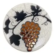 Raku Pottery Coaster - Wine Grapes - by Jeremy Diller - 4.25" Round Trivet
