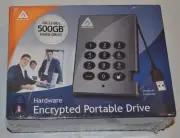 Apricom Aegis Padlock hardware encrypted portable drive 500gb new A25-PL128-500