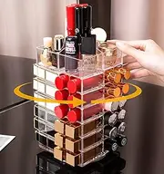 Sooyee 360 Degree Spinning Lipstick Organizer Holder 53 Spaces,Acrylic Cosmetic Display Cases for Lipstick, Brushes, Bottles, and more,Clear