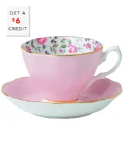 Royal Albert Rose 2Pc Teacup And Saucer Set with $6 Credit