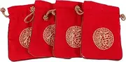 [Ipetboom] 4pcs Embroidered Jewelry Pouches with Drawstrings Durable Burlap Storage Bags for Travel and Home Organization Chinese Year Blessing Design Easy Access and Versatile Use