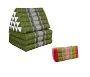 MANGO TREES Jumbo Thai Triangle Pillow Foldable Floor Mattress Set GRG