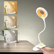 Lamptobe Clip On Reading Light 28 LEDs Eye Protect Book Light USB Rechargeable Clamp Lamp 3 Colours & Touch Sensor Control with Night Light Dimmable Clamp Desk Lamp