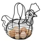 Black Metal Wire Chicken-Shaped Gathering Egg Basket