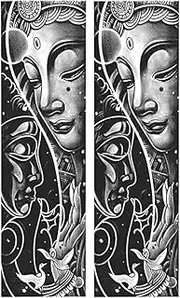 Semi-Permanent Tattoo,Buddha Statue HC-HC-541,Buddha Tattoos,Resilience,Water-Resistant,Real Tattoo Look,Lasts 1-2 Weeks,18 x 11 cm