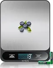 10 kg and Stainless Steel: Digital Kitchen Scales, Electronic Food Scales with Tare Function, high Precision 1 g/0.1 oz, Easy to Clean, Batteries Included