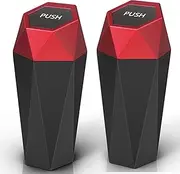 Keyiduid Car Trash Can with Lid, Mini Portable Trash Bin for Cars, Small Automatic Garbage Bin, Leakproof Cup Holder Trash Bin for Auto,Home,Office, Desktop Car Accessories (2, Red)