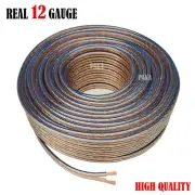 12 AWG 25 FEET 12/2 Gauge Car Home Audio Speaker Wire Transparent Clear Cable