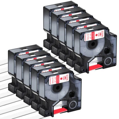 Compatible DYMO D1 LabelManager 45015 Red/White Label Tape 1/2" S0720550 10Packs