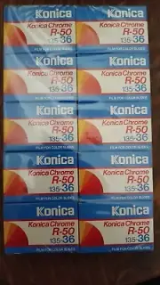 1 X Konica Chrome R-50 slide color films, E6, 36 exp. RARE NOS SEALED 35mm fuji
