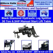 Black Diamond 30 Ton Manual Start Hydraulic Log Splitter Jockey Wheel Lift table