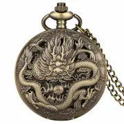 Bronze Vintage Style Ancient Dragon Design Quartz Pocket Watch Steampunk Gifts