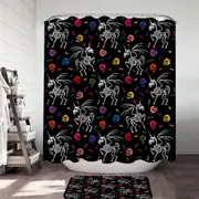 Cool Halloween Unicorn Skeletons and Skulls Shower Curtain