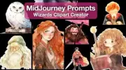 Midjourney Prompt Professional High Quality Wizard Magic School clipart creator