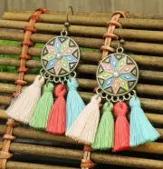 3” Bronze-tone Earring Set Bohemian Retro Drop Dangle Hook New Free Ship 7498