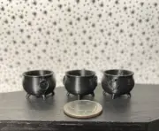 3 MINIATURE WITCH CAULDRONS HALLOWEEN HAUNTED HOUSE