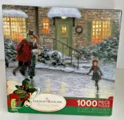Thomas Kinkade 1000 Piece Jigsaw Puzzle Skater’s Pond Ice Skating 2008 New