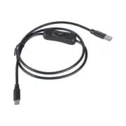 USB to Type C Extension Cable Cord Data Line with Power Switching Button Black