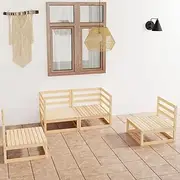 Generic 4 Piece Garden Lounge Set Solid Pinewood,3075379