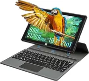 BINTEC 10.1 Inch Windows 11 2-in-1 Thin and Light Dual-Camera Tablet with Touch Screen, 1920×1200IPS, Comes with Magnetic Keyboard,Bluetooth 4.2,Wireless WiFi,Type-C (Black, 8G+512GB SSD)