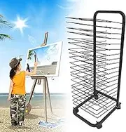 Sturdy Metal Art Rack - Mobile Paint Drying Rack, Functional & Mobile Paint Drying Rack, Canvas Rack Art Storage, Painting Drying Rack With Wheels, Stack Rack For Painting, Drawings, And More(Size:20s