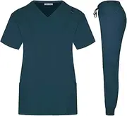 [Minty Mint] Women's Easy Fit Lightweight Durable Solid 4-Way Stretch Medical Uniform Scrub Set