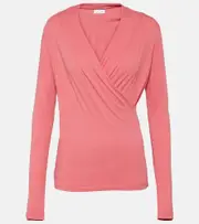 [Velvet] Velvet Meri cotton-blend wrap top AU 16 pink