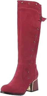[SJJH] Women Knee High Jack Boots with Medium Chunky Heels