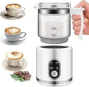 Electric Milk Frother and Steamer - 4 in 1 Milk Foamer for Latte, Hot Chocolate, Cappuccino & Macchiato, 450ML Capacity, Magnetic Suspension Stir, Lower Sound, Easy to Wash