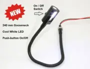 PilotLights Mini Gooseneck Panel Light with SWITCH, Map Light -12V White LED