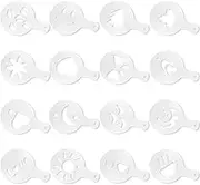 NILLOS Latte Art Template, 16 PCS Coffee Decorating Stencils for Cappuccino, Cookie Drawing (Assorted Styles)